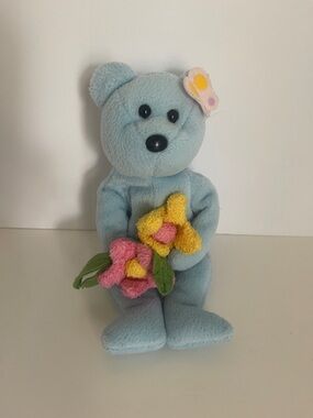 2005 Ty Beanie Baby Blue Bonnet the Bear Plush Excellent Condition